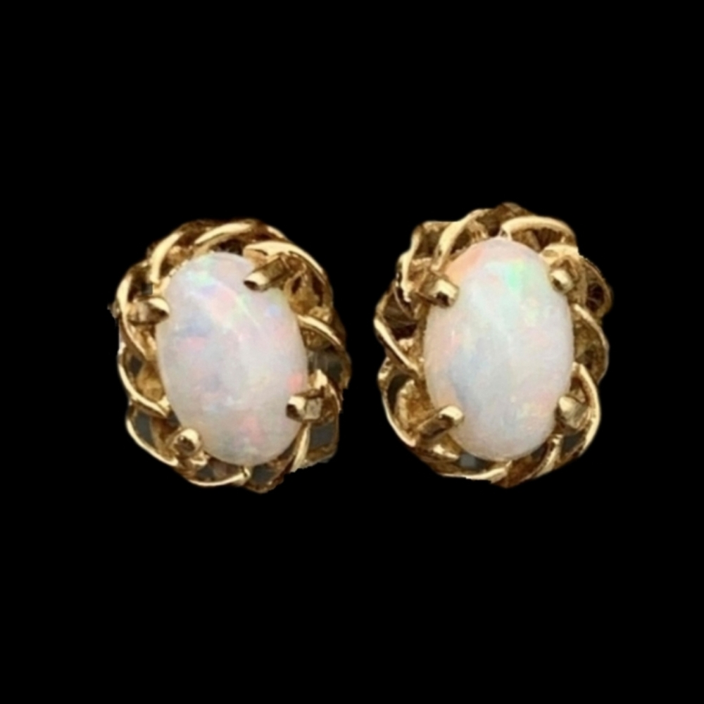 14K Gold Opal Earrings